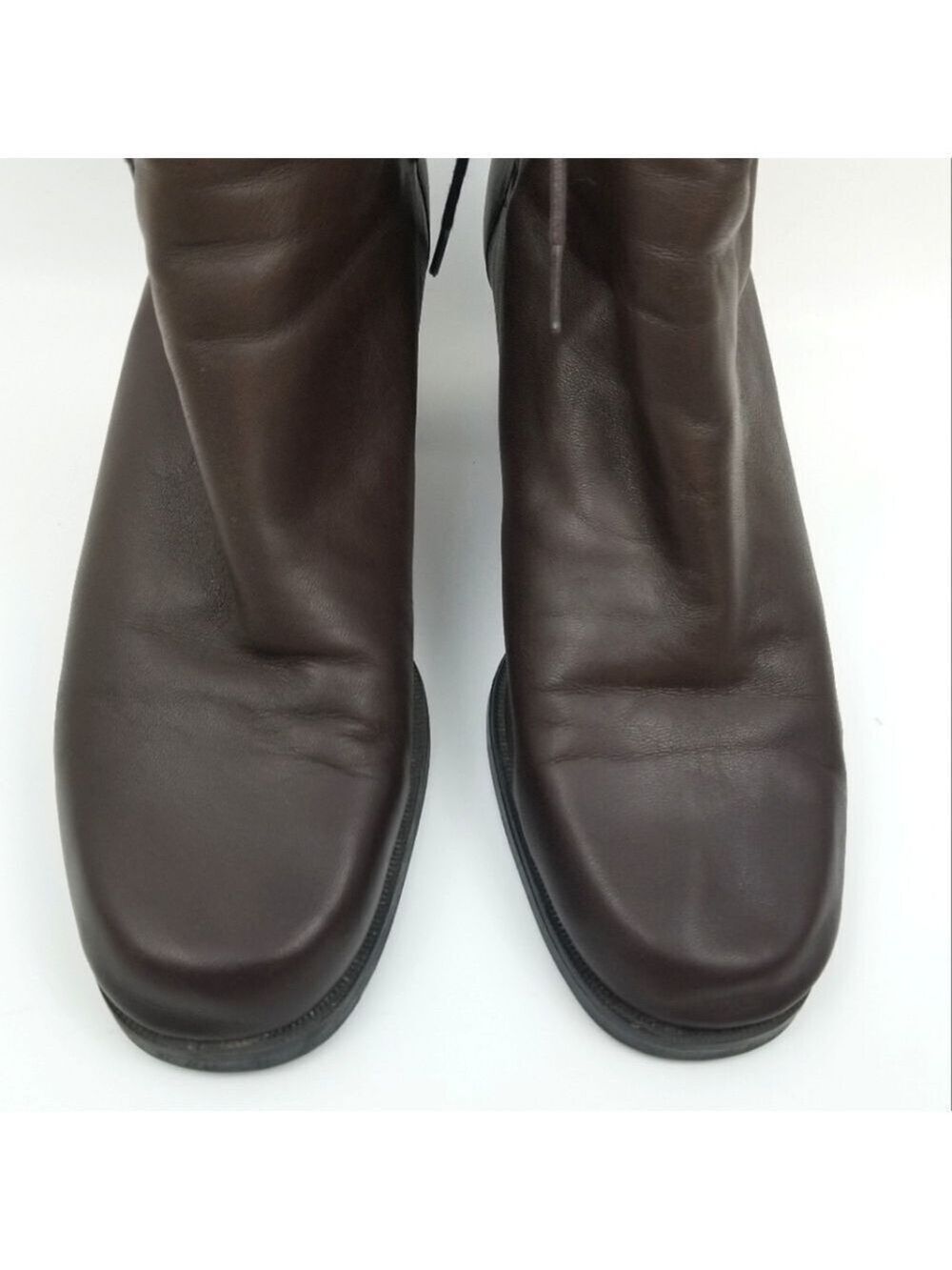 Amanda Smith Brown Leather Block Heel Booties, Size 10M - Picture 8 of 16